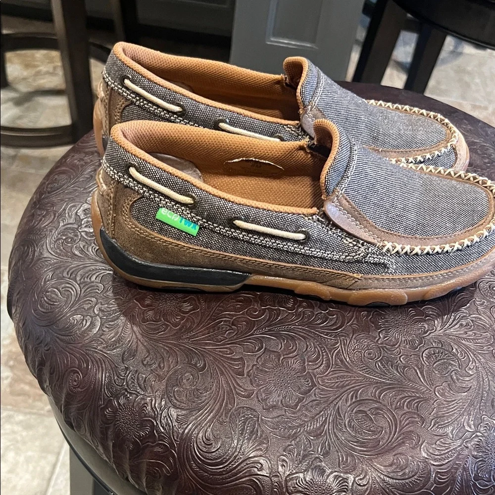 Twisted X Denim and Brown Women's Loafers - Picture 2 of 14